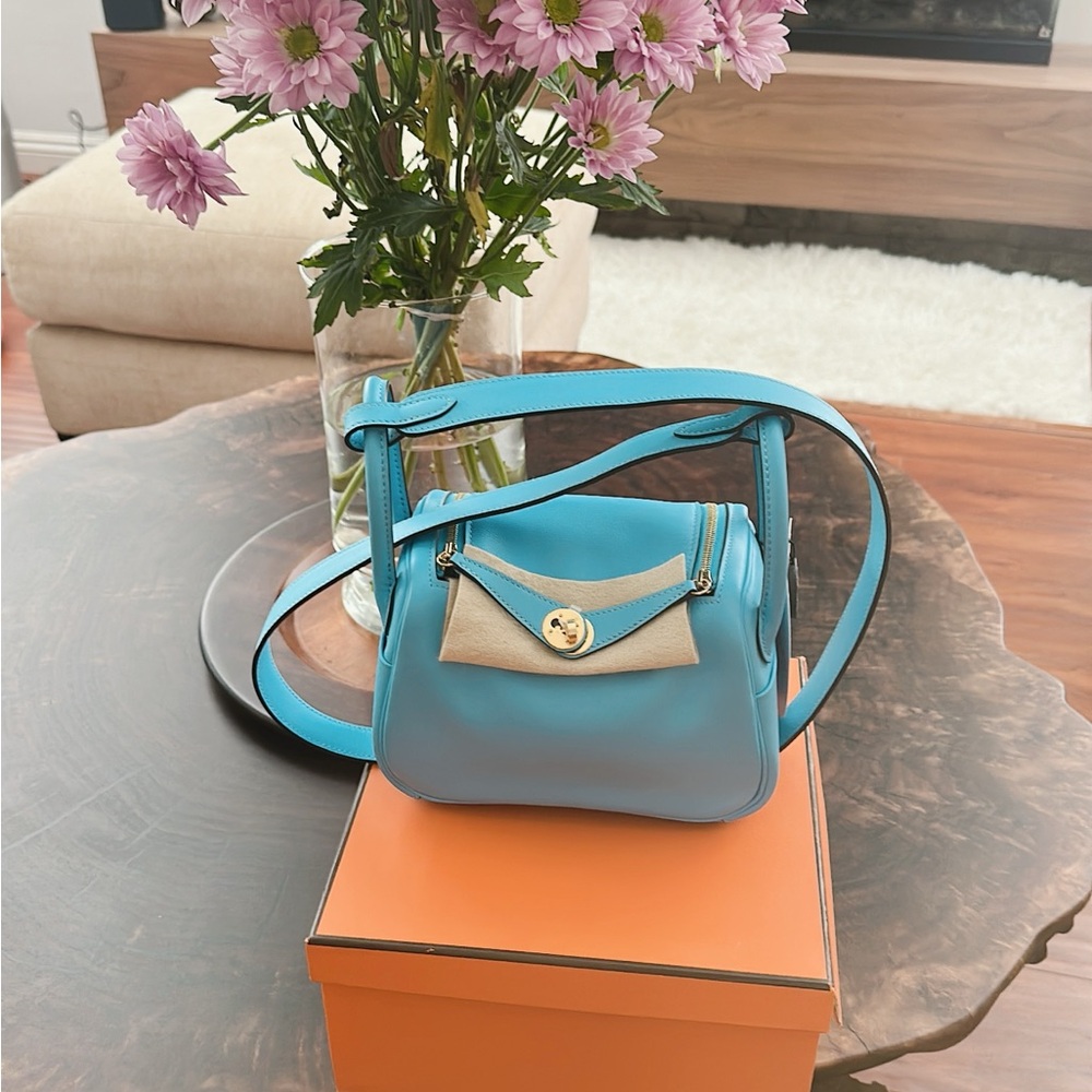 Brand New Hermes Mini Lindy Swift Celeste (2024)